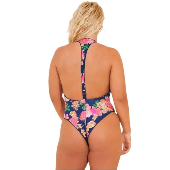 New! Maaji Reversible‎ Cheeky Cut Plunge One Piece - Indigo Blue Tiky - Picture 4 of 9